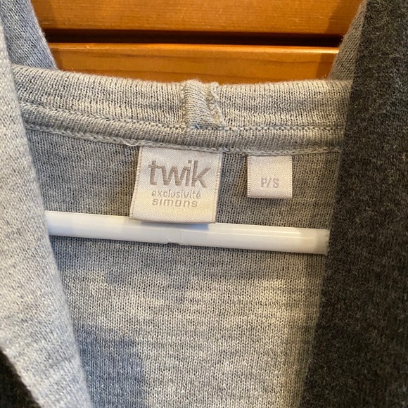 Simons Twik Grey Hooded Open Cardigan Sweater - Picture 4 of 5